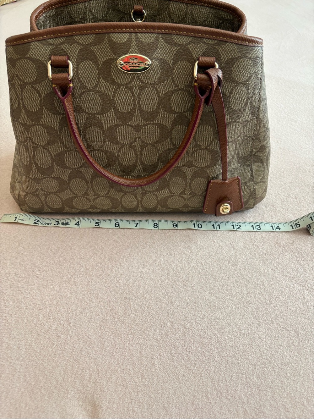 Coach Khaki/Chestnut Signature Satchel with Matching Accessories - Picture 13 of 16